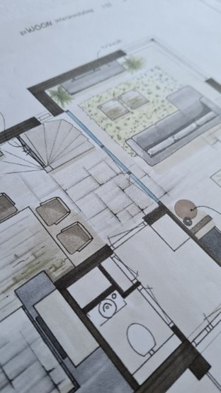 Interieurontwerp schets